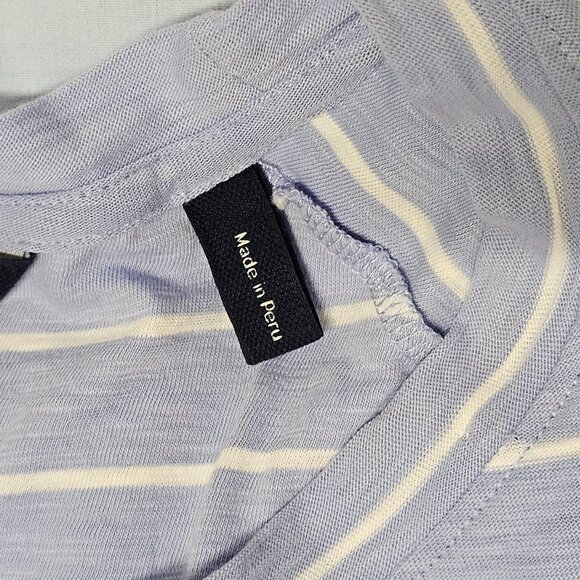 Veronica Beard Jean Mason Baseball Tee Women Size L Blue - Picture 12 of 16